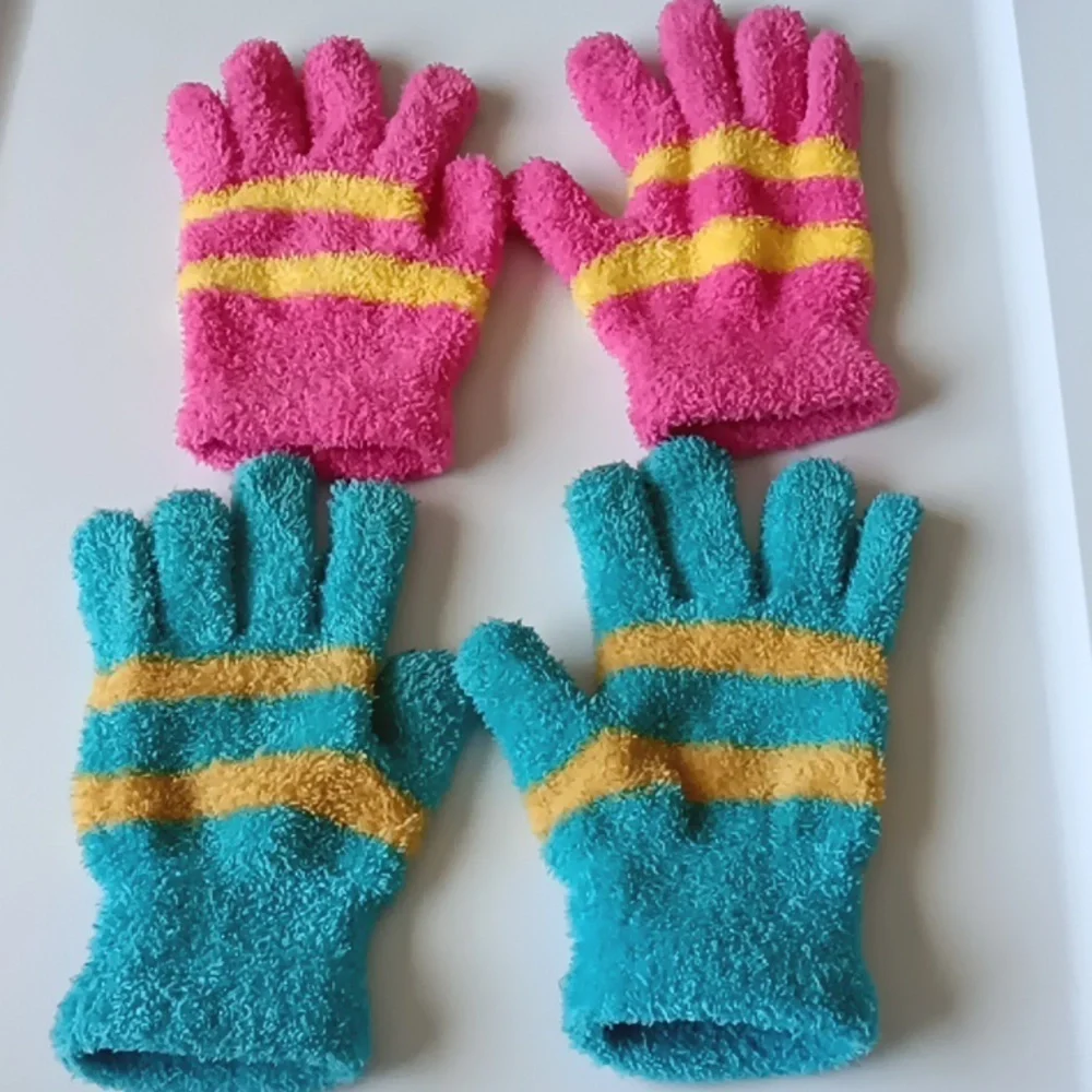Children's Place Fuzzy Striped Fleece Gloves